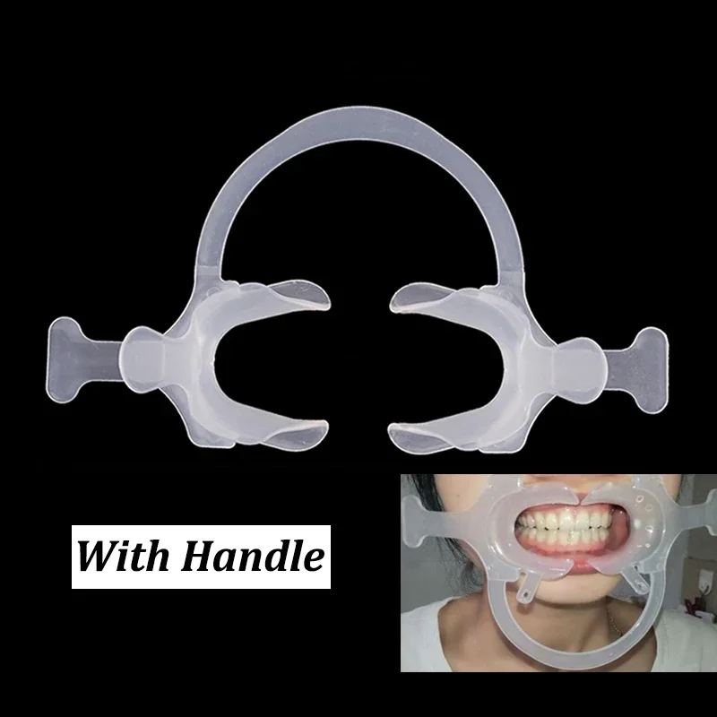 

NIGF Dental Plastic Mouth Opener Transparent Cheek Retractor with Handle C shape Cheek Lip Retractor