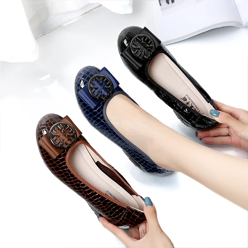 Round Head Ladies Shoes on Offer Elegant Woman Heeled Shoes Luxury Women Bow Tie Women's Pumps Large Size Low Heel Shoe Slip-on