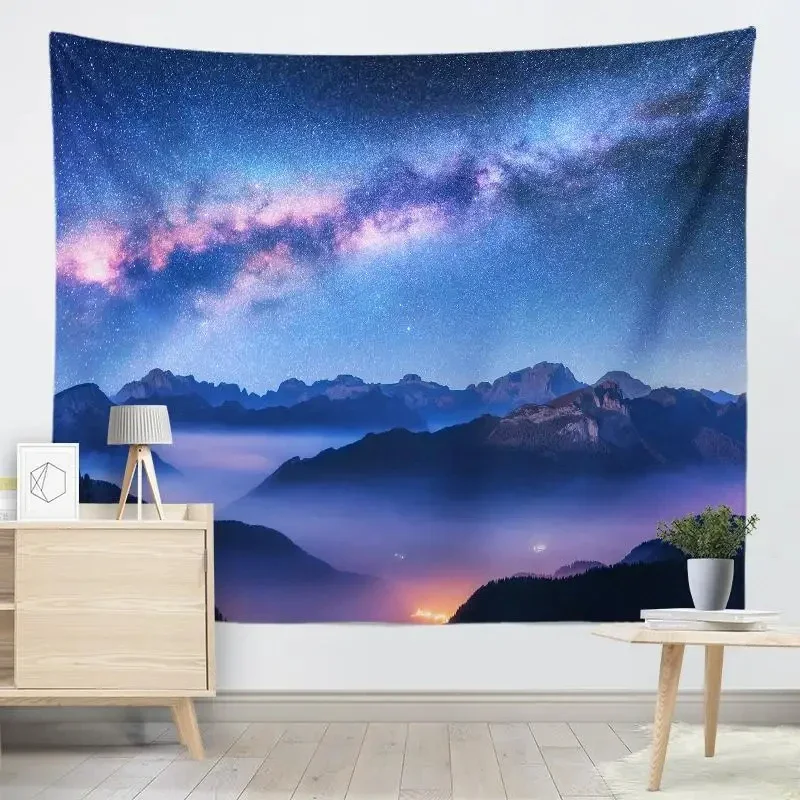 Mountain and River Tapestry Snow Rock Starry Sky Series Tapestry Wall Hanging Aesthetic Tapestry for Living Room Bedroom Decor