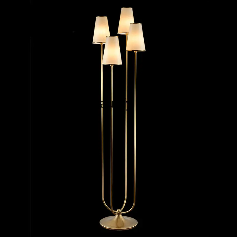 

yj Branch-Shaped American-Style Copper Drop Floor Lamp Living Room Vertical Simple Bedroom Cloth Cover Floor Lamp