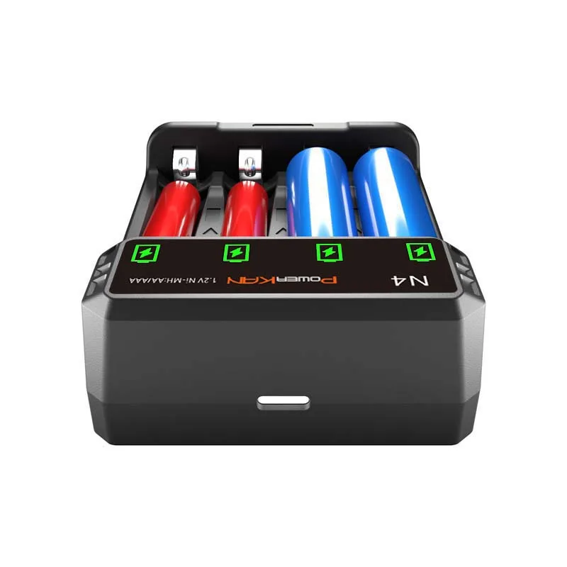 POWERKAN N4 Battery Charger LED Charging Display Supports 1~4 1.2V Ni-MH/Cd AA AAA Batteries to be Charged Simultaneously