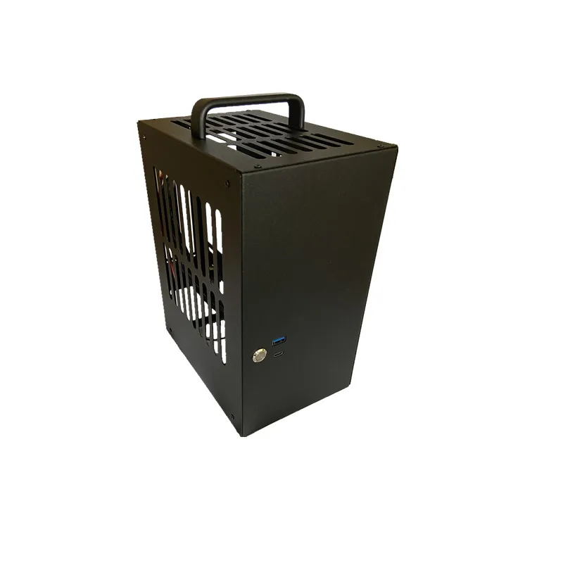 D19PRO Portable Metal A4‑Size Mini ITX Desktop PC Case, Hand‑held Compact Chassis Fit SFX Power Supply