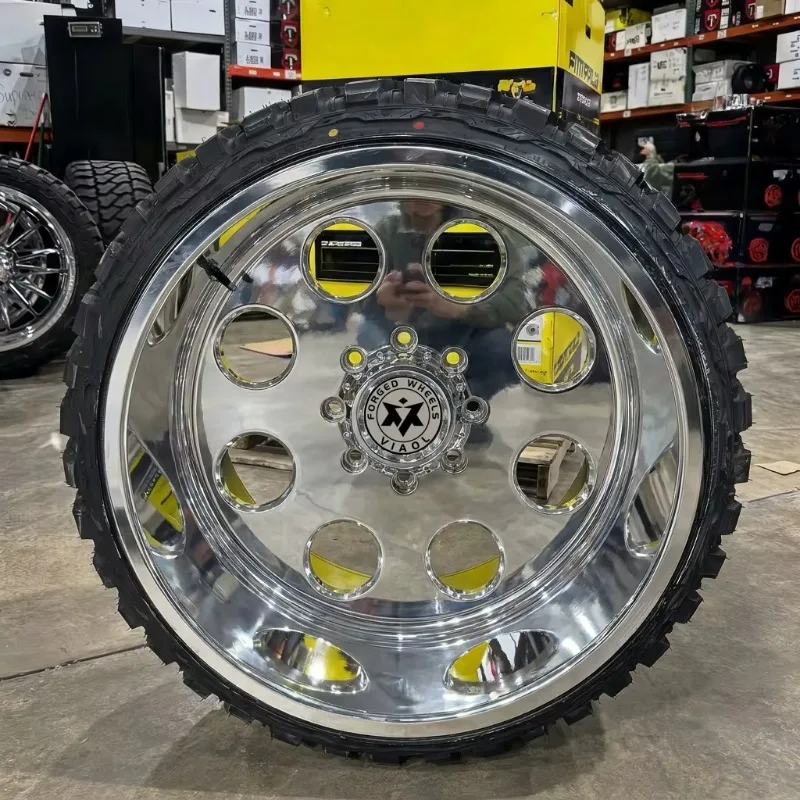 【2026】Viaol Monoblock Forged Super Single Wheels 24x14J ET-76 26x16J ET-101 8x170 Full Polished Round Hole Rims For Ford F250 F3