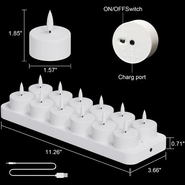 Top Deals Rechargeable Tea Lights Candles, 12 Pcs Rechargeable Candles With Remote Charging Base, LED Flameless Candles