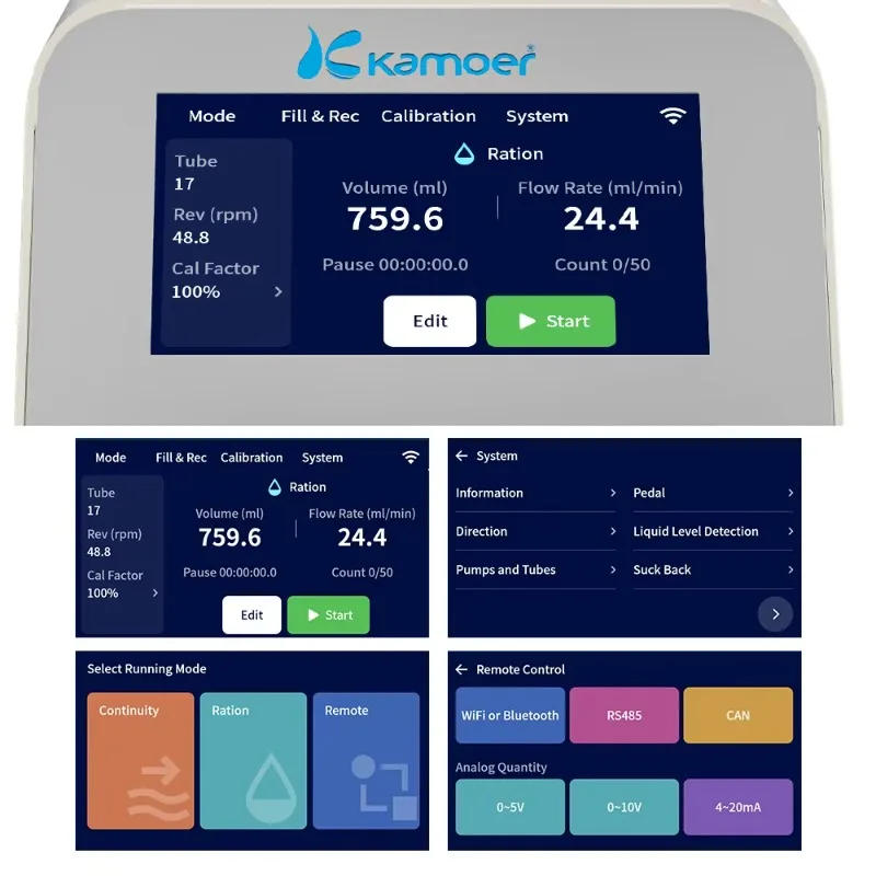 Display Touch Screen Control High Flow Rate 3 Operating Modes Servo Motor Precision Head Peristaltic Pump UIP LCD