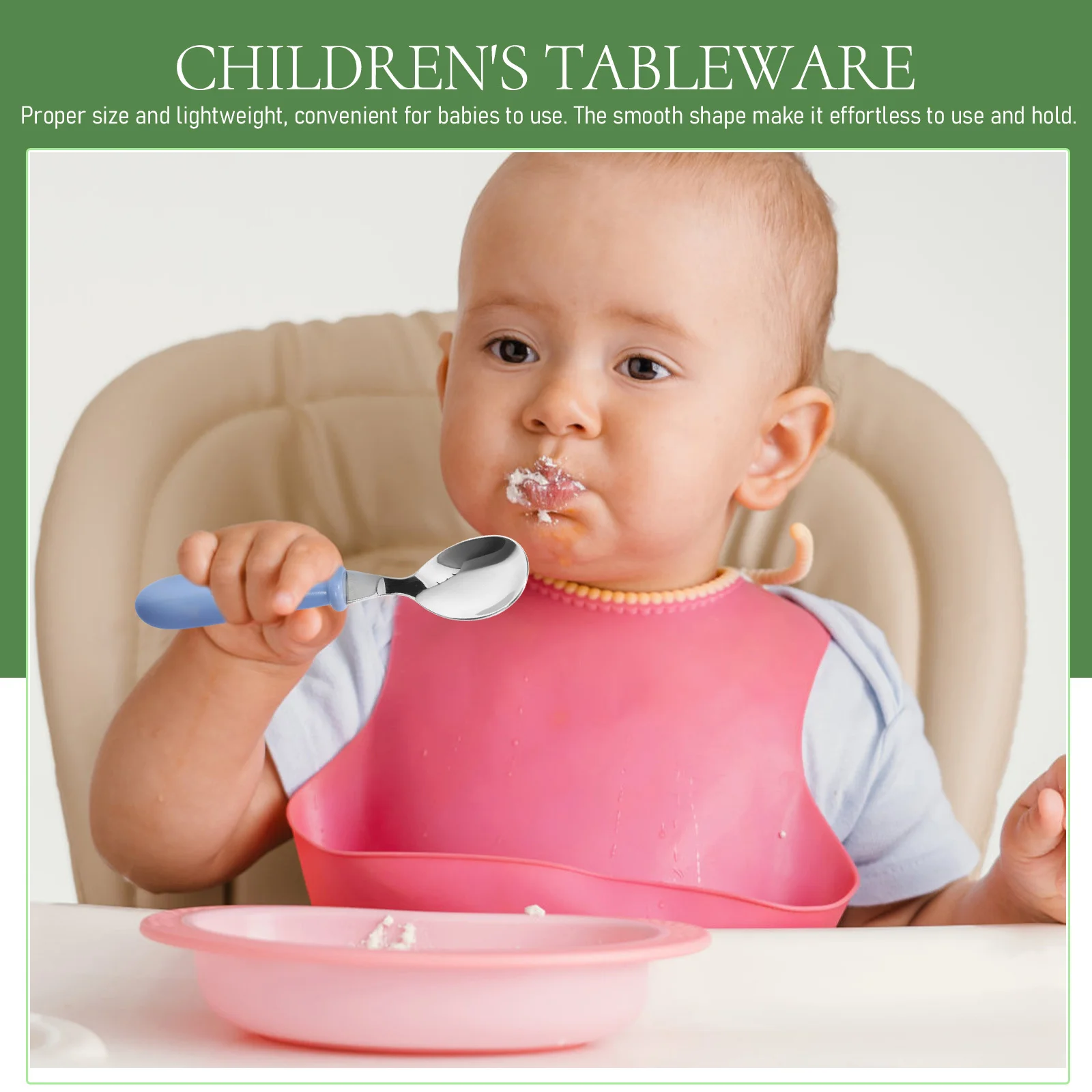 4Pcs Toddler Utensils Baby Feeding Fork Spoon Set Stainless Steel ABS Kids Tableware Durable Heat Resistant Dishwasher Safe