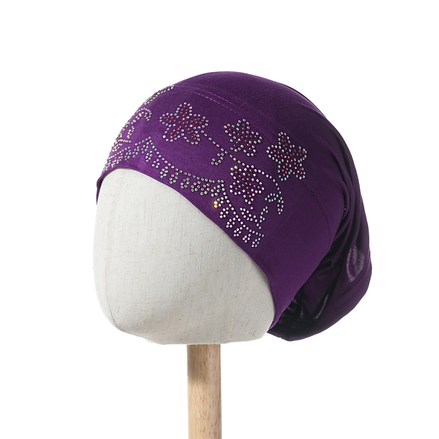 Goldene Glitzerkappen, muslimische elastische Krawatte auf der Rückseite, für Damen, funkelnder Turban, glänzende Strass-Innen-Hijabs, weiche Jersey-Unterkappen – Detail 10