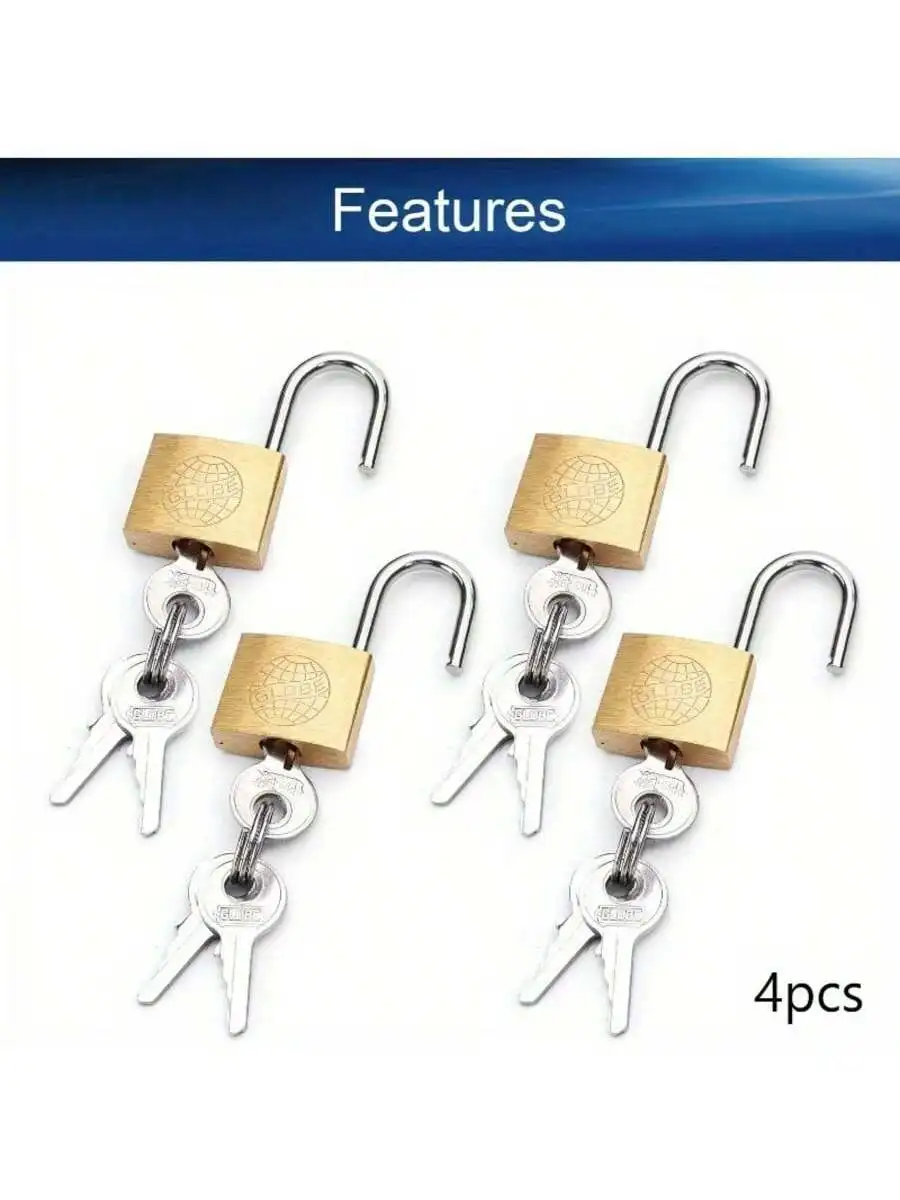 

2/4 шт. латунных навесных замков, с разными ключами, шириной 25 мм, с матовой отделкой, коротким усиленным дужкой, водонепроницаемые, нержавеющие, для дверей, с короткой дужкой