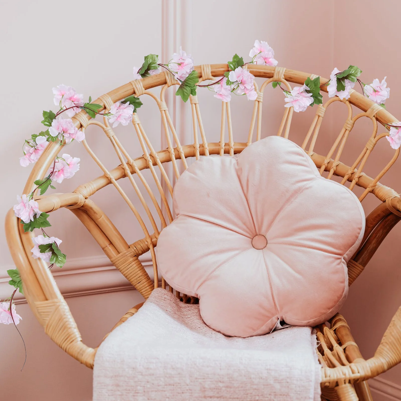 

2Pcs Imitation Flower Rattan Artificial Cherry Blossom Hanging Vines Decor Party Home Garden Wall Photography Props