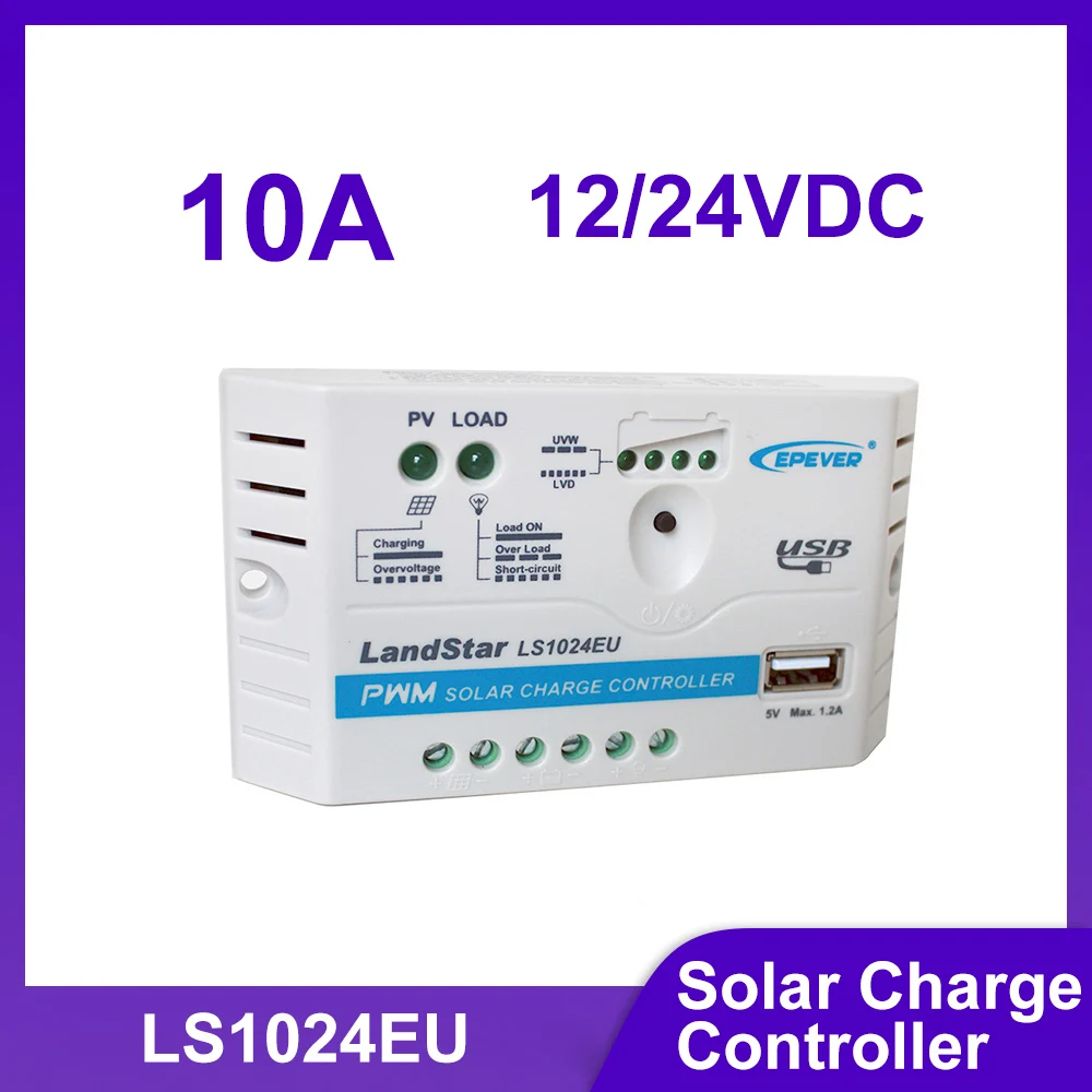 

Контроллер заряда солнечных батарей EPEVER 10A/20A PWM LS-EU USB 12/24VDC с автоматическим определением напряжения, максимальное напряжение фотоэлектрической панели 50В, регулятор заряда солнечных панелей