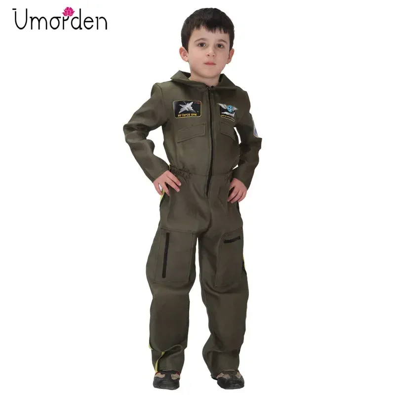 RT01 Umorden Fighter Pilot-kostuum voor kinderen Kind Jongens Luchtmacht Vlieger Vluchtpak Militaire jumpsuit 4-6Y 6-8Y 8-10Y * JK2