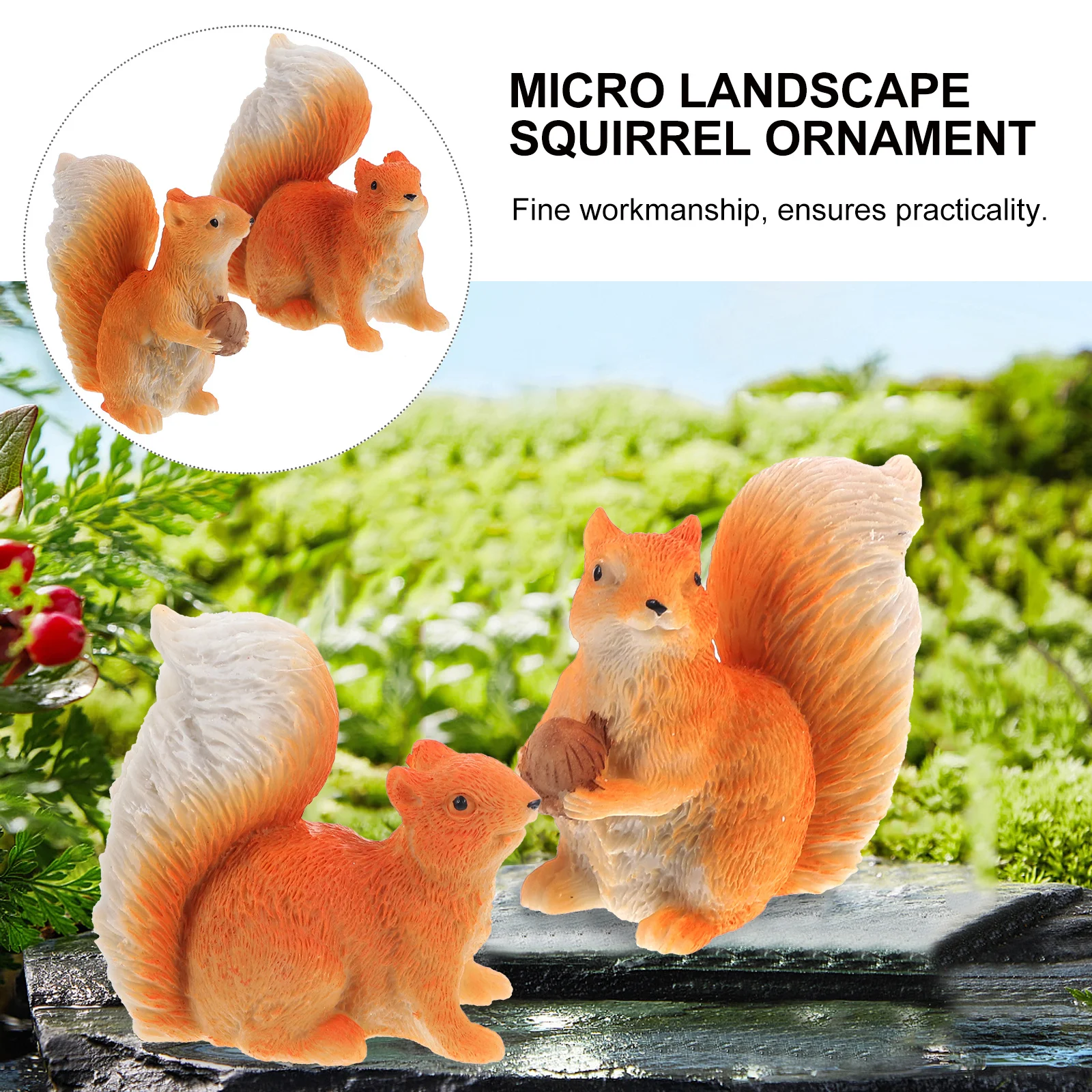 

2pcs Resin Mini Squirrel Garden Ornament For Bonsai Micro Landscape Decoration Outdoor Fairy Garden Indoor Plant Pot Decor