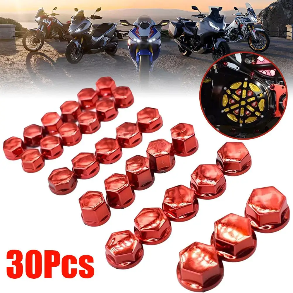 Universal 30pcs Motorcycle Modeling Plating Nut Decorative Screw Cap For For For Motorcycle Screw Nut C L5a3