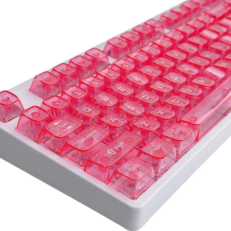 2025 New Transparent Jelly Keycap Set 115 Key Custom Pink Key Cap Artisan Mechanical Keyboard MX Switch Point Keycap