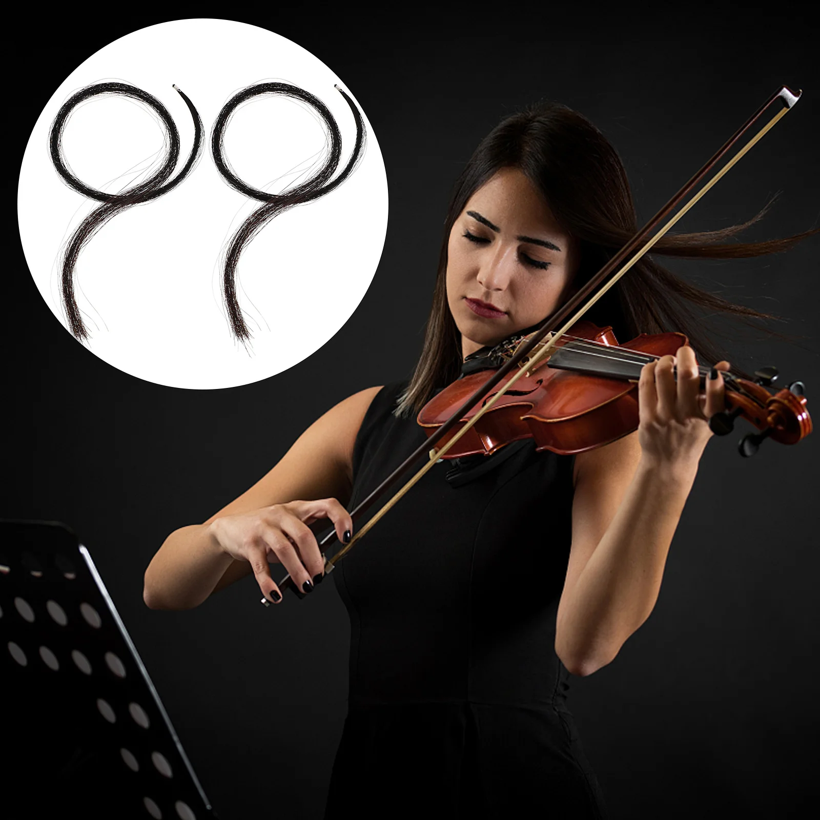 

2 Hanks Hair Violin Bow Hair Durable Replacement for Violin Bow Instrument Accessories String Parts