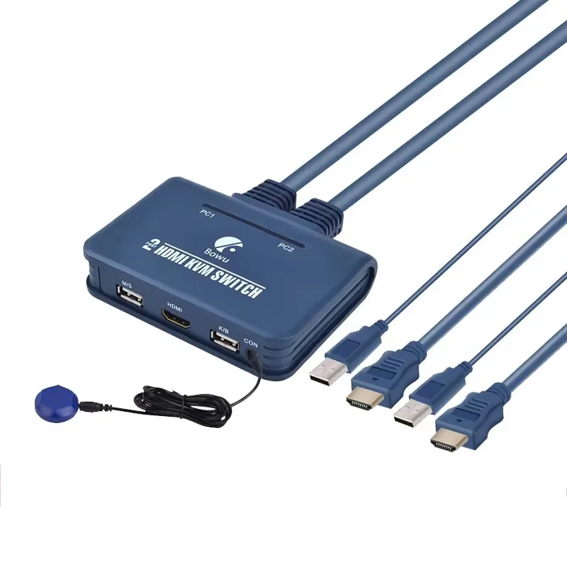 With Cable KVM Switch Support Multiple System Two Computers Share A Set Of Keyboard Mouse Displays 2 Ports HDMI Converters