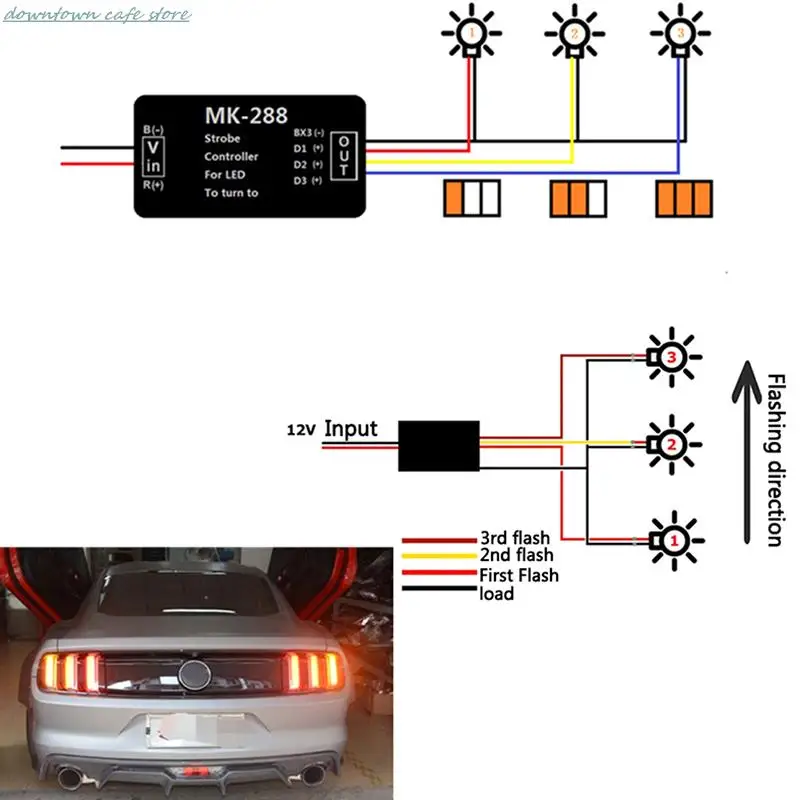 1X Car For taillamp Front or Rear Turn Signal Light 3-Step Sequential Dynamic Chase Flash Module Boxes