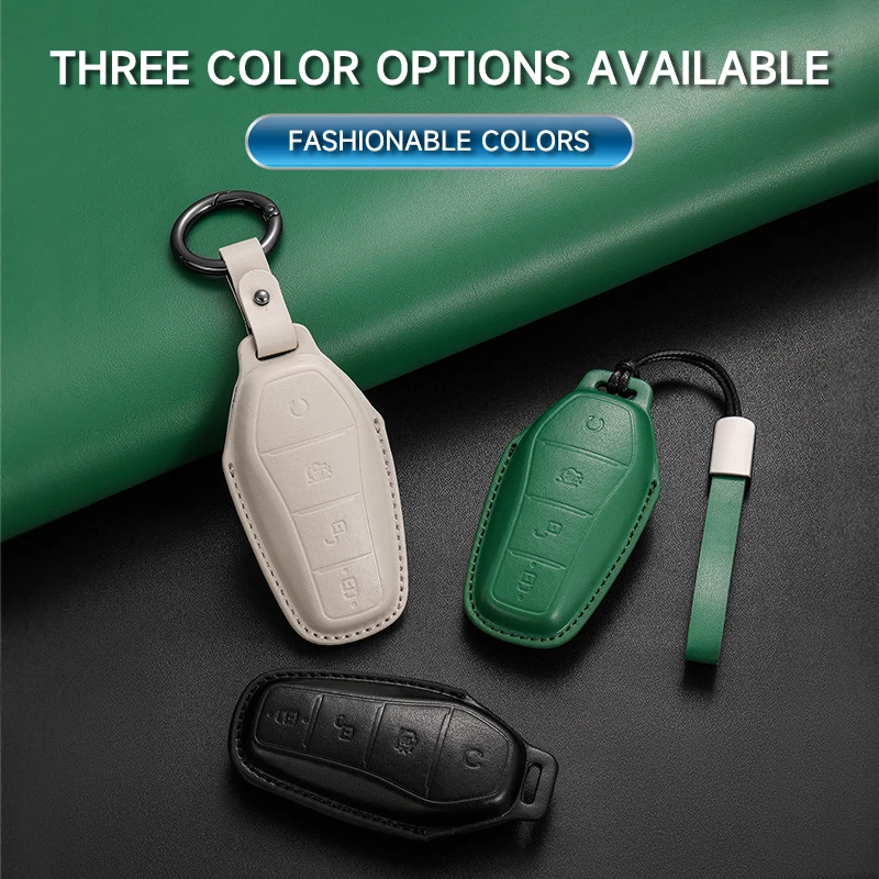 

Genuine Leather Car Key Case Cover Key Bag For BYD Han EV Tang Dmi Song Pro Qin plus Dolphin Yuan Protect Set Car Accessories