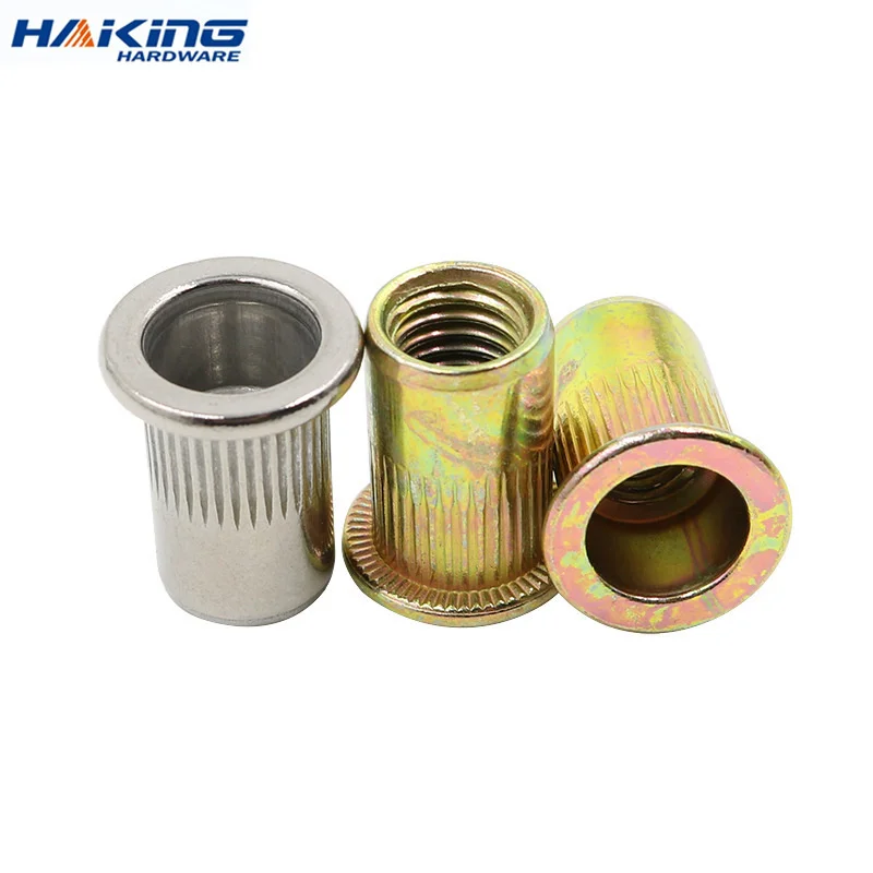 2-30pcs flat head rivet nut stainless steel m3 m4 m5 m6 m8 m10 m12 rivnut zinc plated cap rivet threaded nut