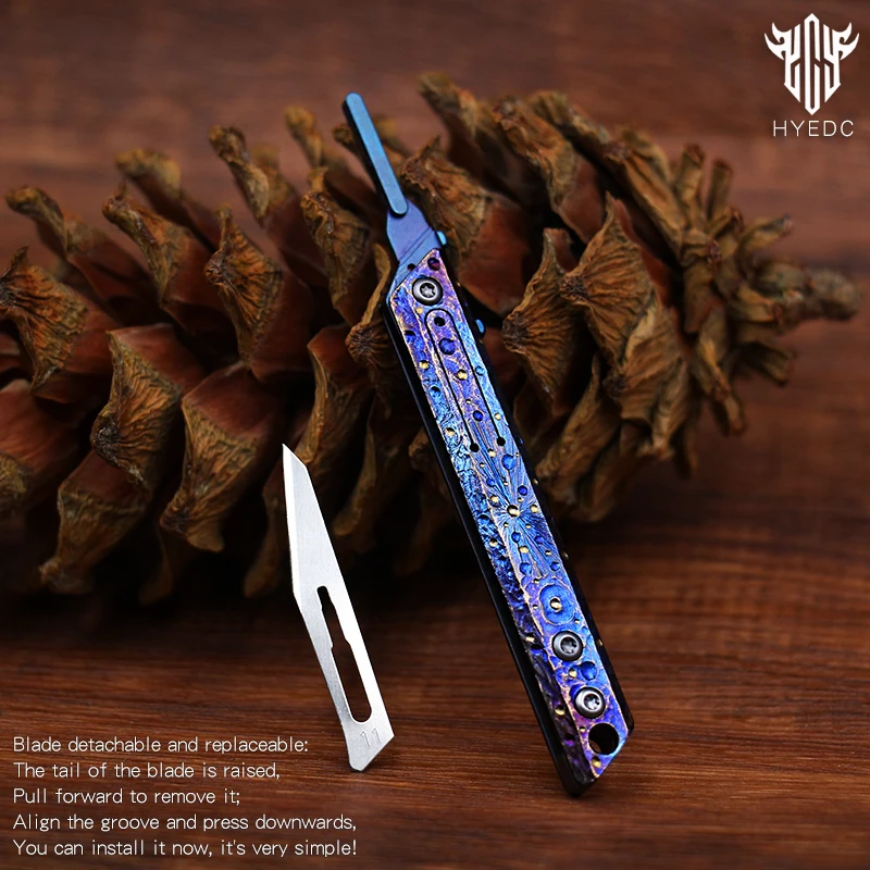 Edition Limited  Hand Carving Starry Sky Titanium Alloy Art Knife Keychain  Portable Art Knife For Disassembly And Express EDC