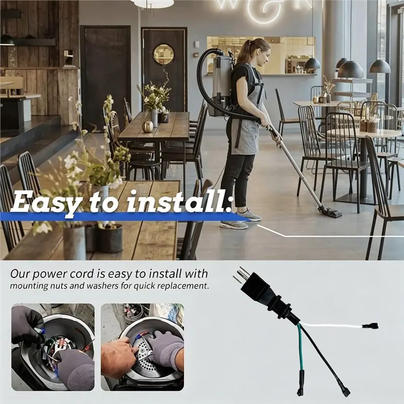 Cordon d'alimentation avec interrupteur pour aspirateur A60T, compatible Proteam Super Coach Pro 10 & Pro 6, prise US