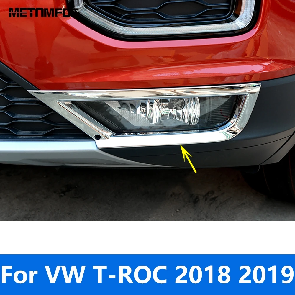 Front Fog Light Lamp Cover Trim For Volkswagen VW T-ROC TROC 2018 2019 Chrome Foglight Foglamp Protector Accessories Car Styling