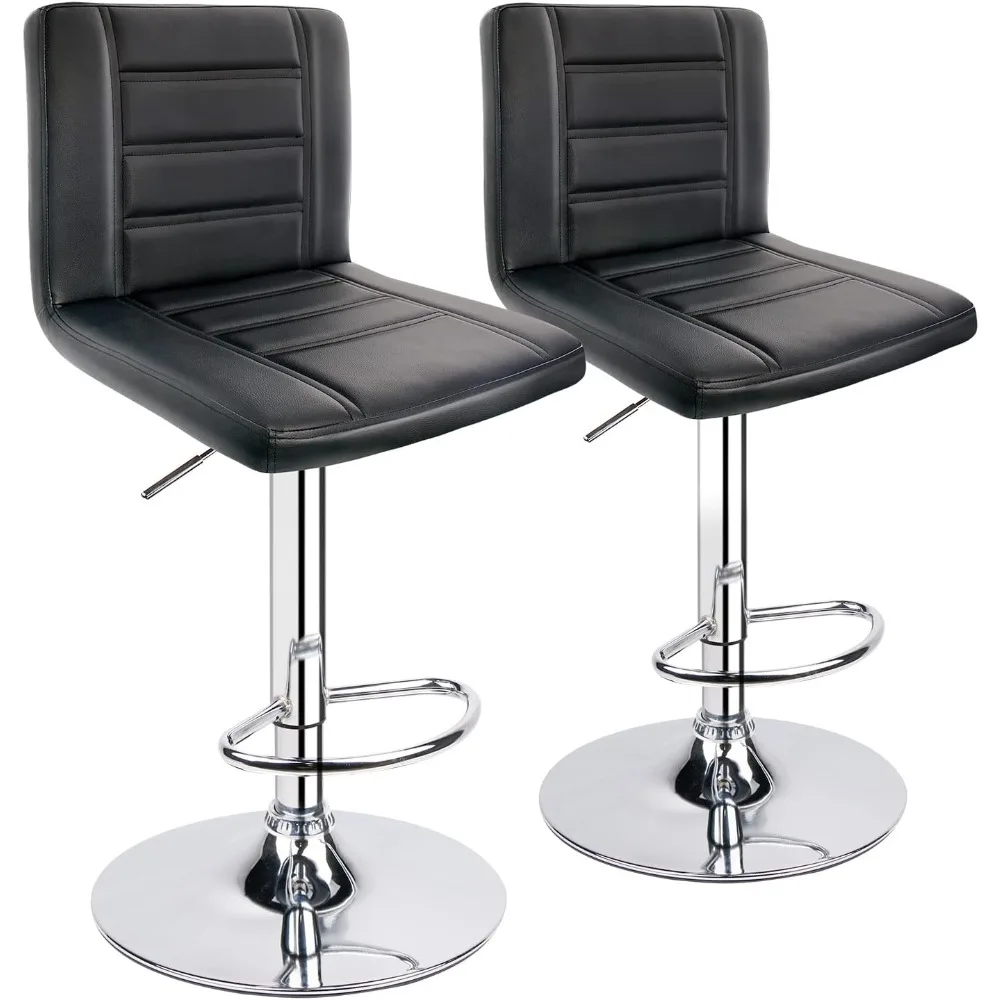 

Bar Stools Set of 2, Modern Adjustable Bar Stool with Back, Swivel Barstool - Black