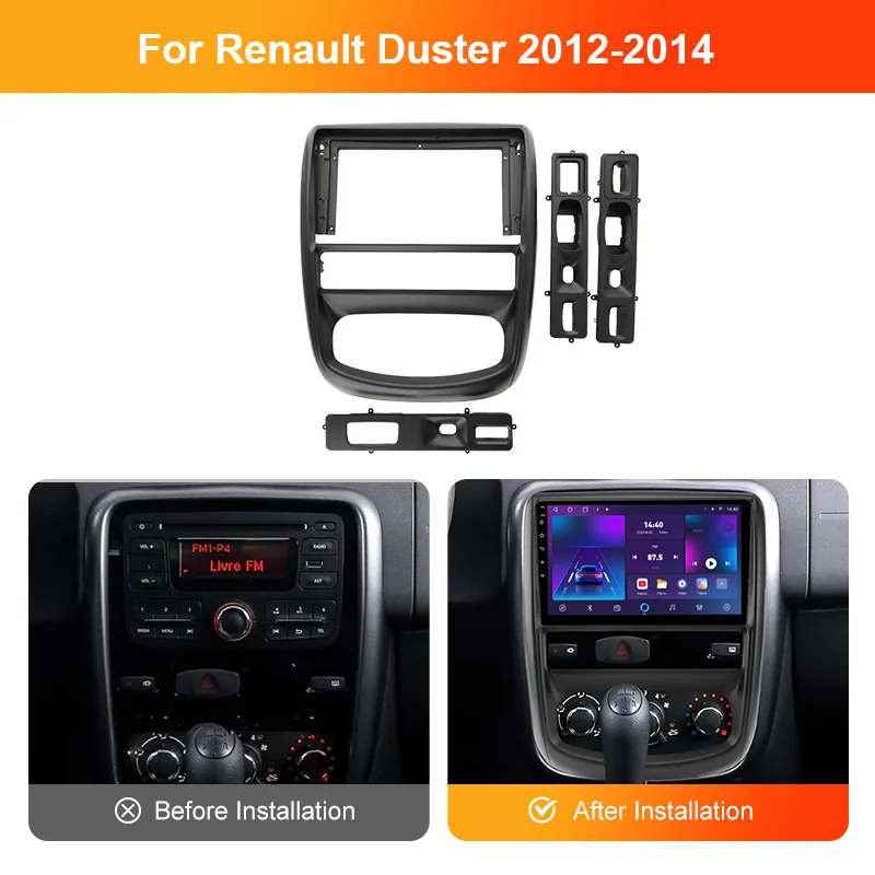 Picture 6: For RENAULT DUSTER 2012-2018 9/10.1 inch Car Radio Android MP5 Player Casing Panel Frame Fascia Stereo Dash Cover