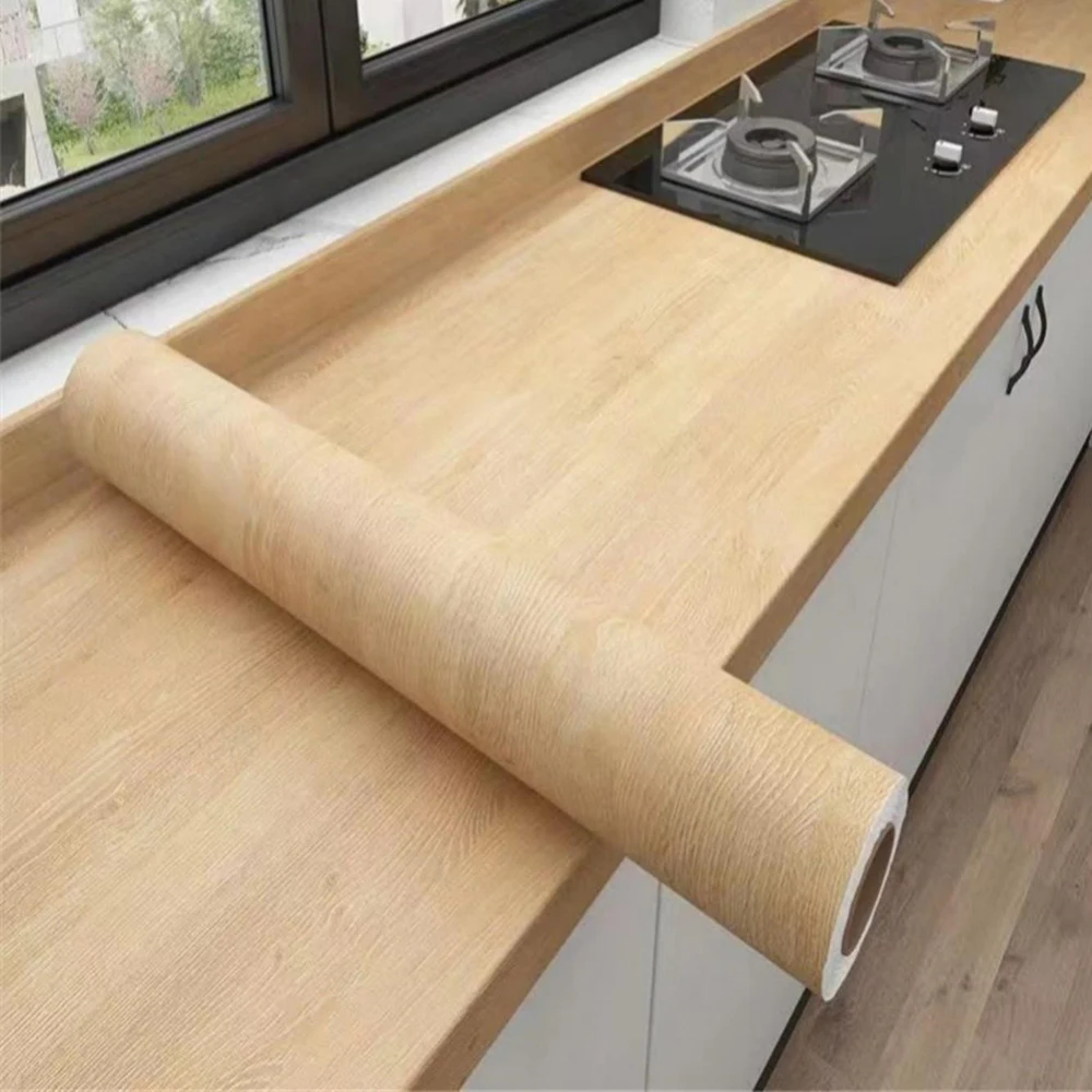 PVC Waterproof Self Adhesive Wallpaper Wall in Rolls Furniture Cabinets Vinyl Decorative Film Wood Grain Stickers For Home Decor