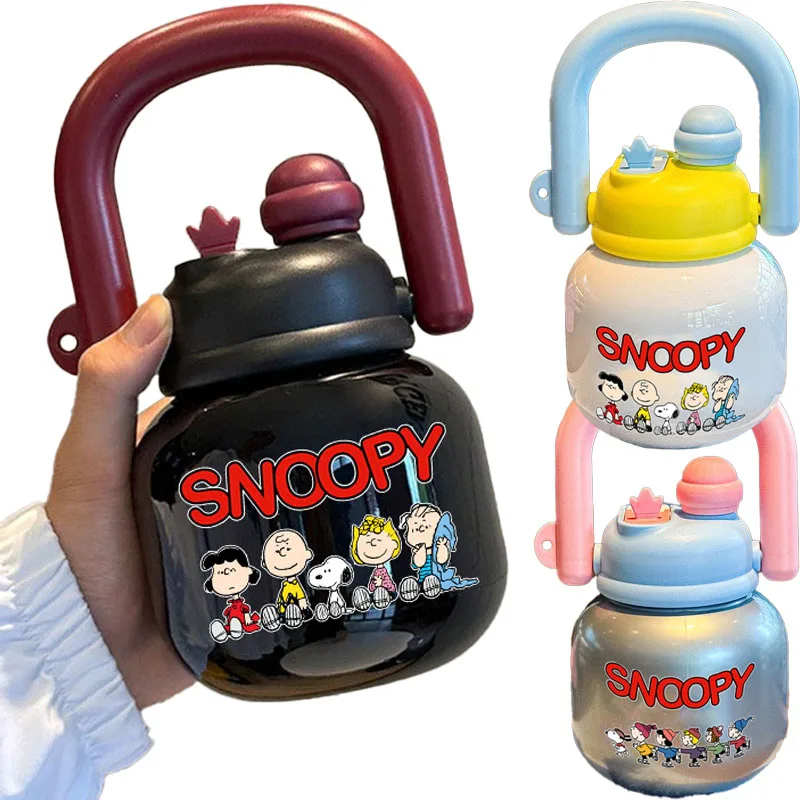 

850ML Snoopy Large Capacity Portable Double Drink Carry-On Space Cup Cartoon Girl Water Bottle Big Belly Water Cups Home Goods