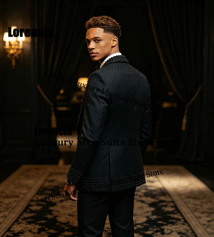 Sparkly Jewelry Paillettes For Men Suit Customized Crystal 3 Pieces Groom Male Blazers Ropa hombre Handsome Slim Wedding Tuxedos