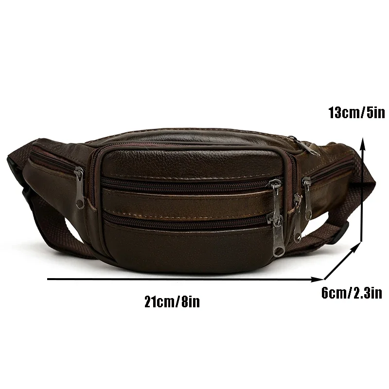 100% Genuine Leather Men\'s Waist Bag Coffee khaki black Packs Casual Business High Capacity Shoulder bags with Chest Pack bolsos