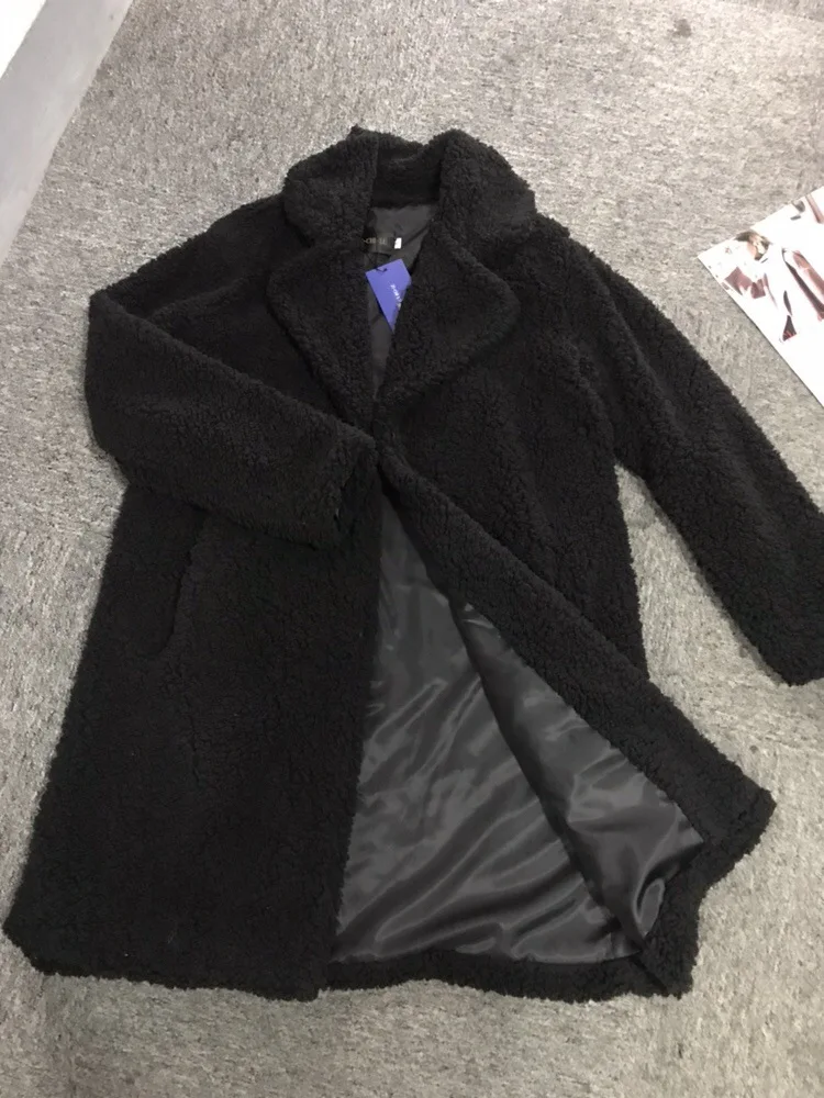 لسيدة معطف طويل فوق الركبة الإناث فروي أبلى الشتاء النساء ايكو الفراء سترة بلون دعوى طوق فو الفراء معطف #1