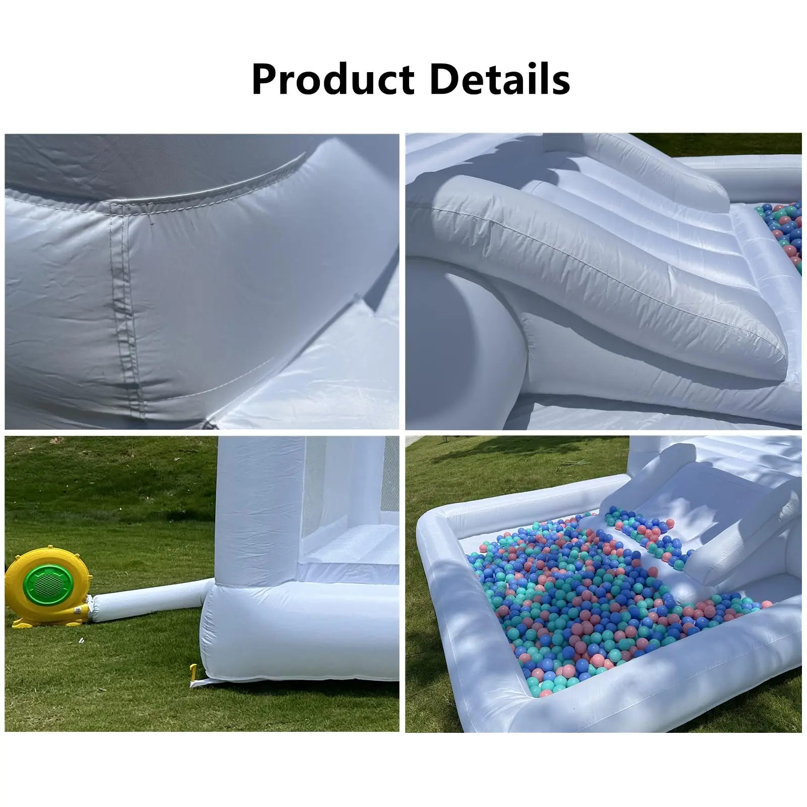 White Bounce House Professional Jumping Inflatable Castle Suitable for Wedding Party with Balloon Carrying Bag Repair Kit