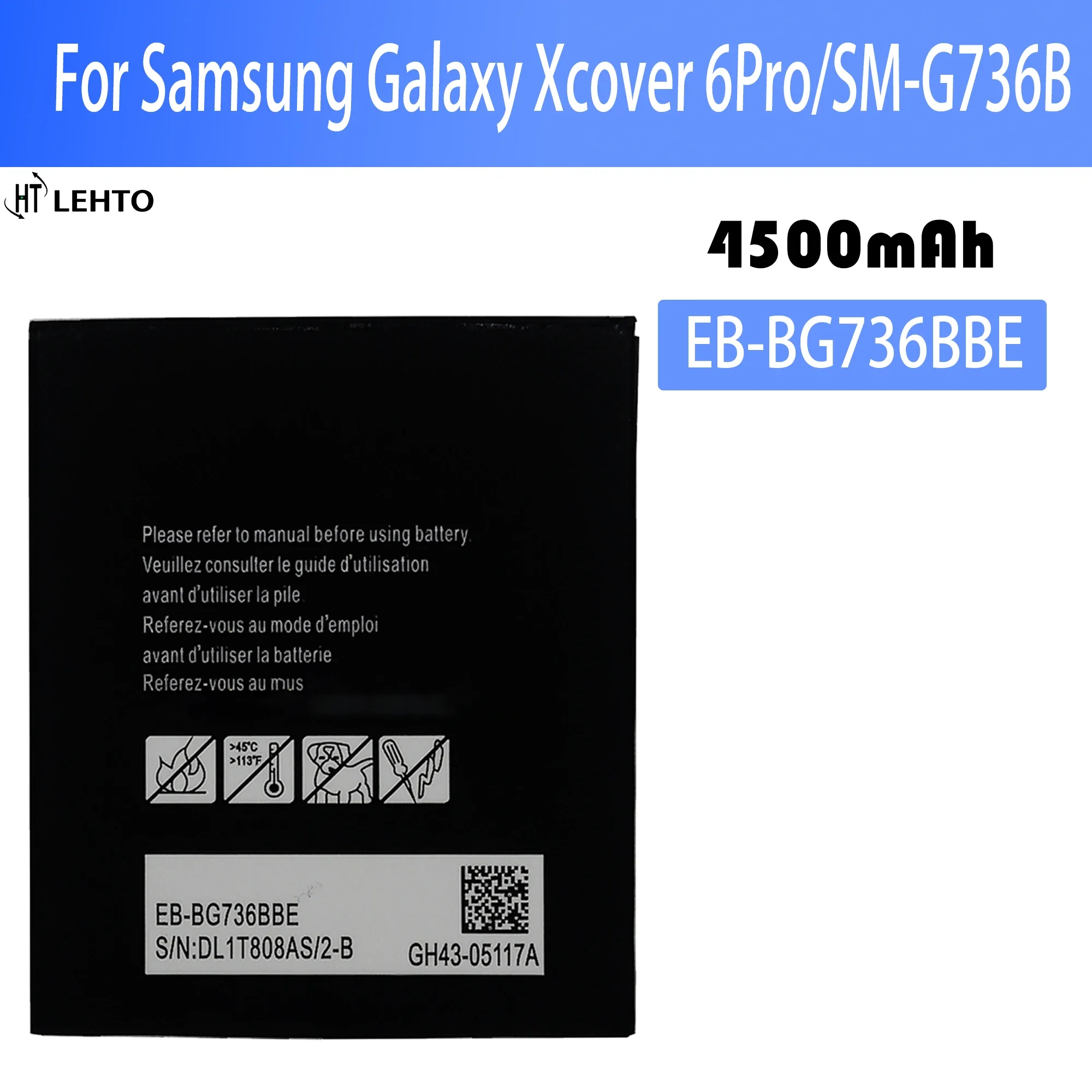 

100% high capacity EB-BG736BBE 4500mAh Battery For Samsung Galaxy Xcover 6 Pro SM-G736B Phone Replacement With Tools