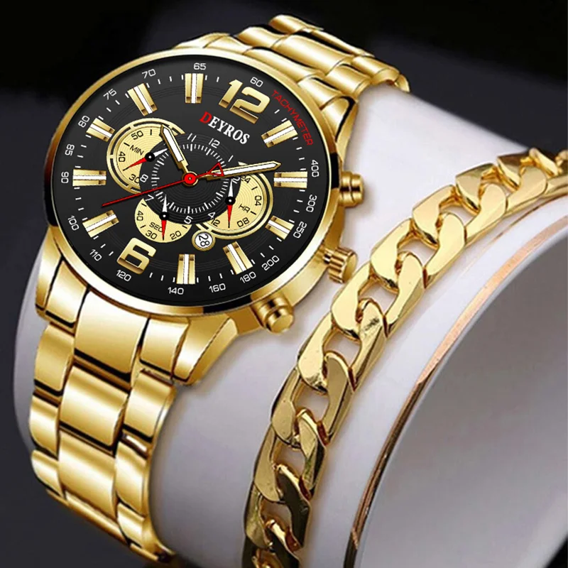 

Luxury Men's Bracelets Watches Fashion Men Stainless Steel Quartz Wristwatch Business Casual Male Clock reloj hombre