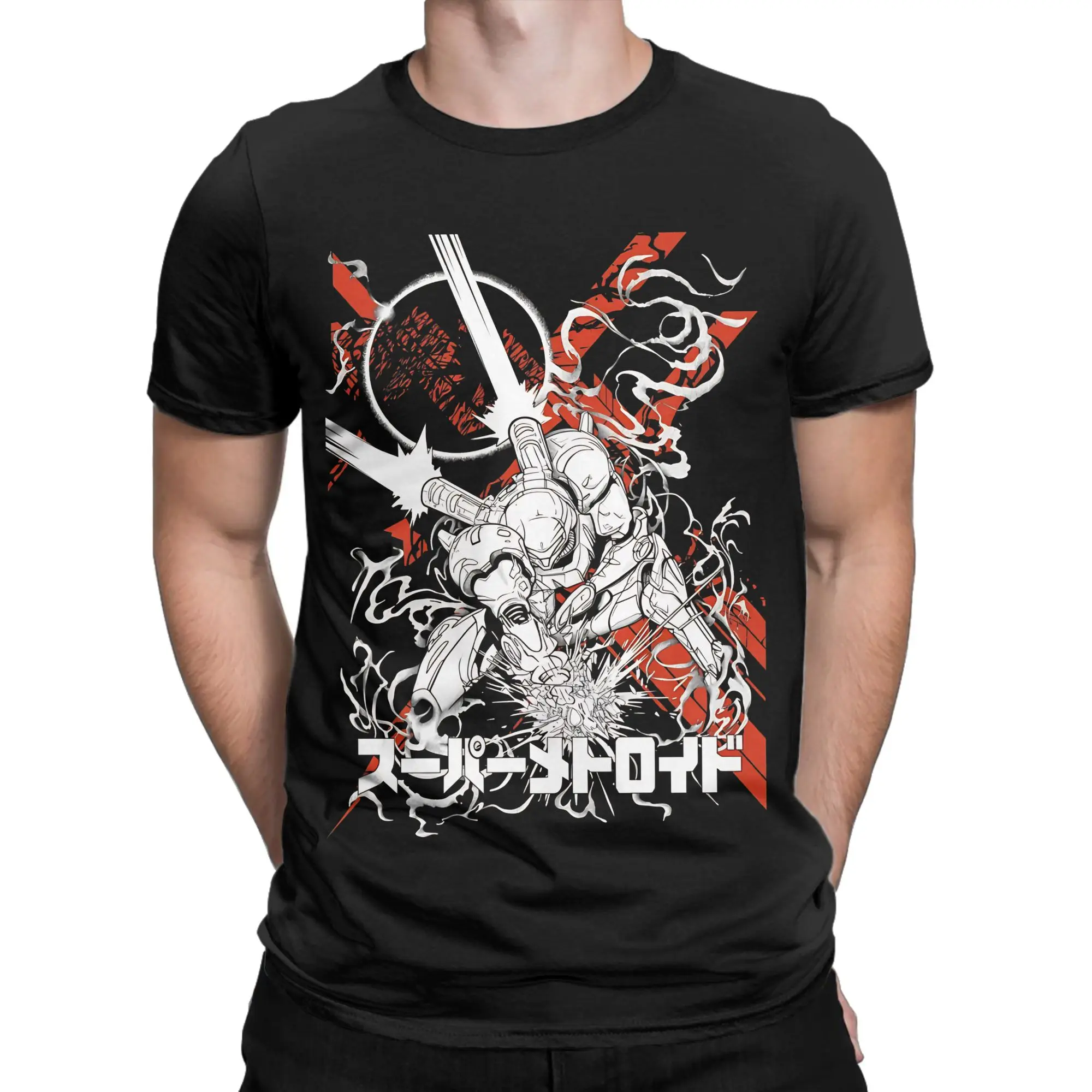 Cyber Helmet Silhouette Classic Metroid Novelty 100% Cotton T-Shirt Tees Tops For Men