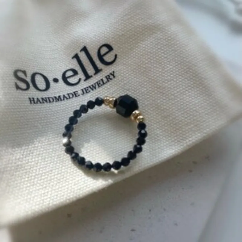 Black tourmaline agate ring: Protected by gold-plated healing crystal - view 6