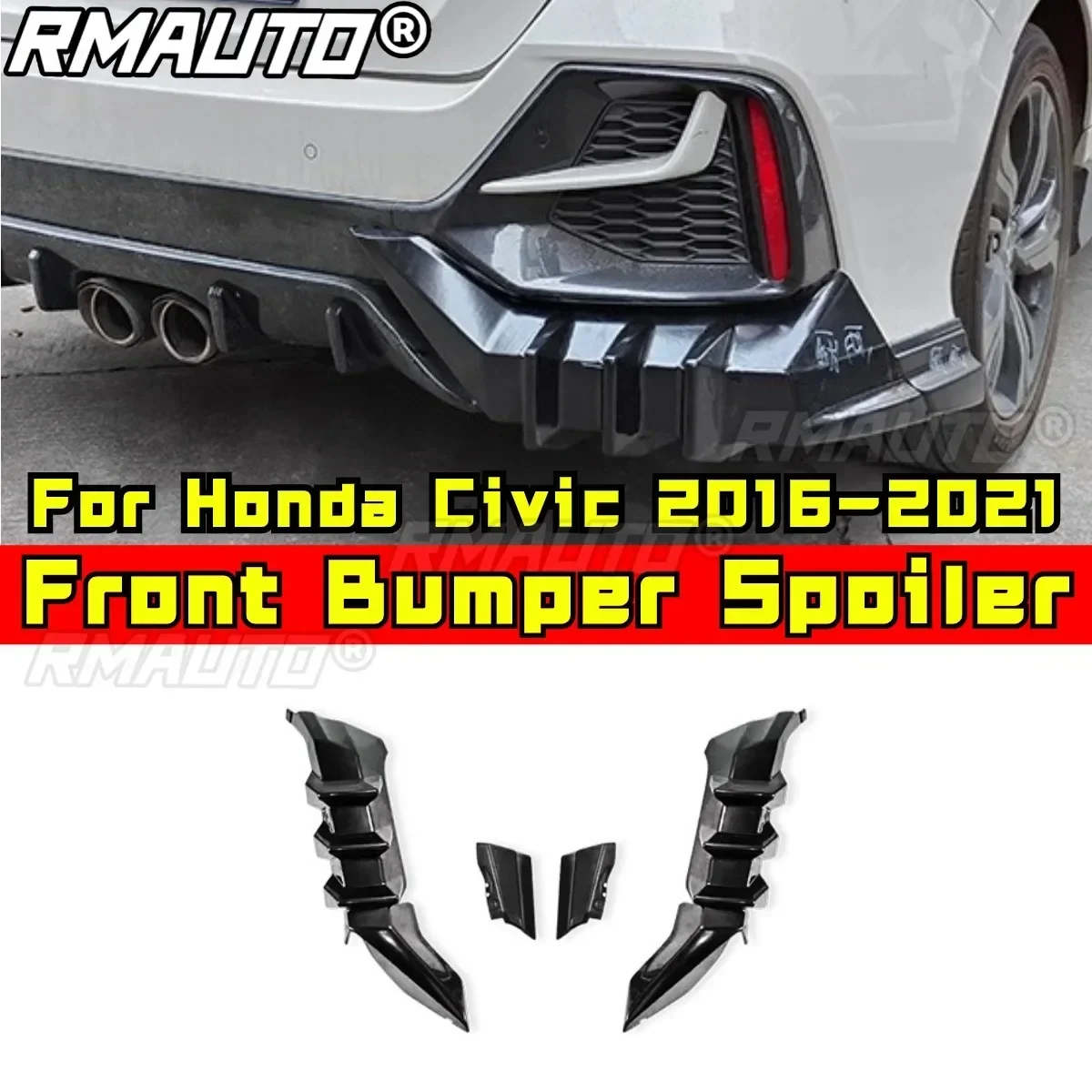 For Honda Civic 2016-2021 Hatchback Mugen Style Rear Bumper Lip Splitter Diffuser Spoiler Bumper Corner Trim Modification Part