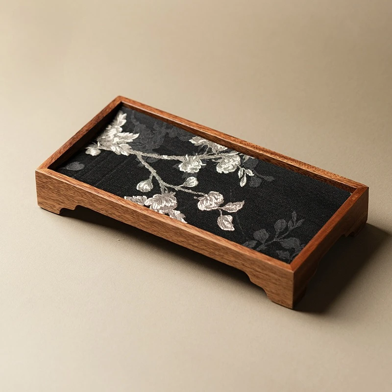 Black Walnut Wood Dry Tea Tray New Chinese-style High-legged Dry Bubble Dish Zen-inspired Teaware Wooden Tray Small Tea Table
