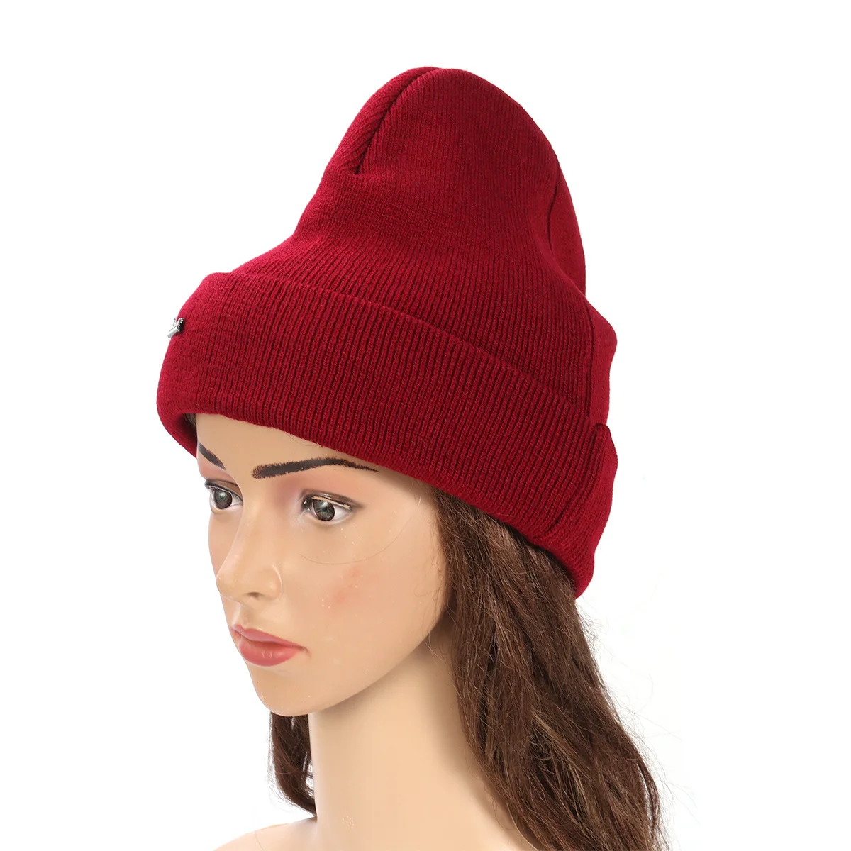 للجنسين قبعة شتوية تخزين قبعة دافئة القطبية الصوف النبيذ الأحمر مزدوجة متماسكة الرياضة التزلج في الهواء الطلق قبعة شتوية عادية تخزين قبعة #5