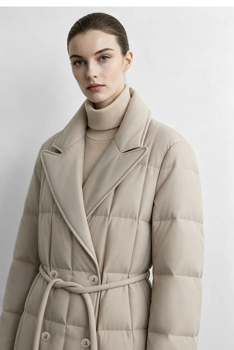 Amii Women's A-Line Down Jacket Lapel Collar Lightweight Warm Slim Fit Commuter Minimalist Women's Winter Down Jacket 12644006