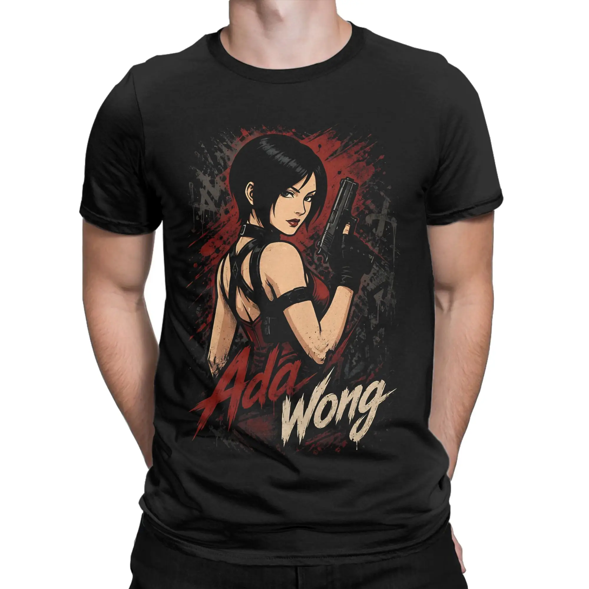 Ada Wong Camisetas vintage para homens e mulheres, camiseta engraçada de algodão puro, gola redonda, manga curta, roupas plus size