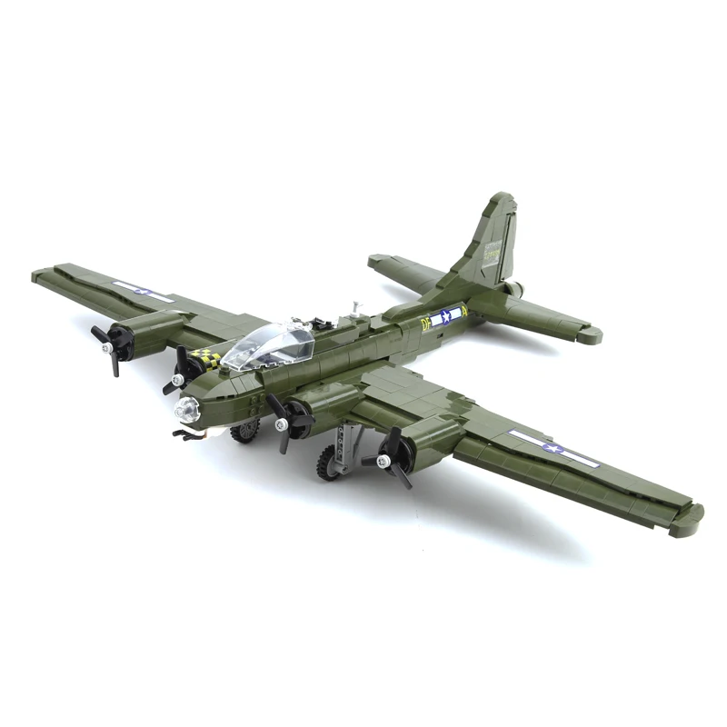 WW2 Military Aircraft Building Bricks B-17 Bomber Model Airplane Block Kids DIY Self-assembly Plane Series Creative Bricks Gift