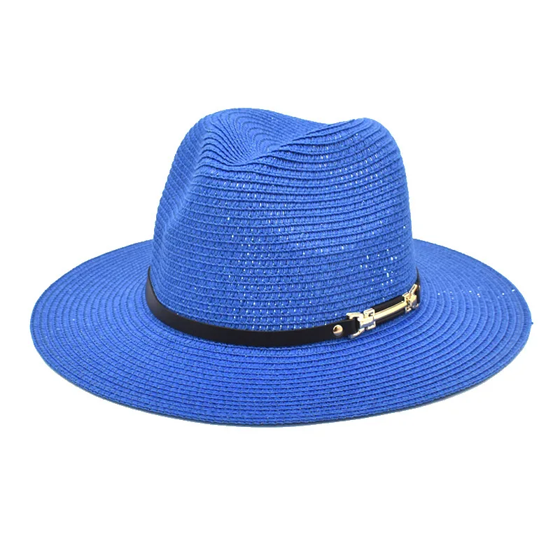 Hand-stitched straw hat irregular new color stitching adjustable unisex hat outdoor beach sun hat Panama hat