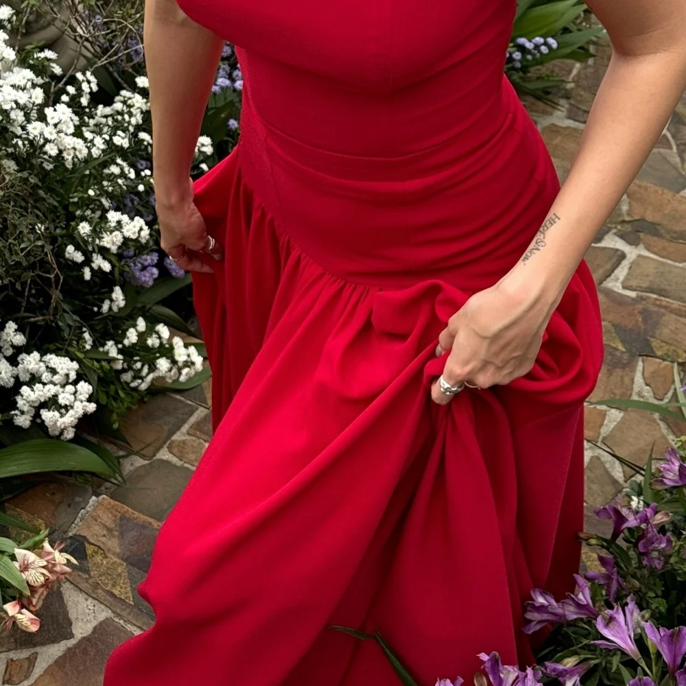 Amanda Customized Red Strapless Backless Prom Dresses Four-Way Stretch Sleeveless vestidos de noche Floor-Length Formal Evening