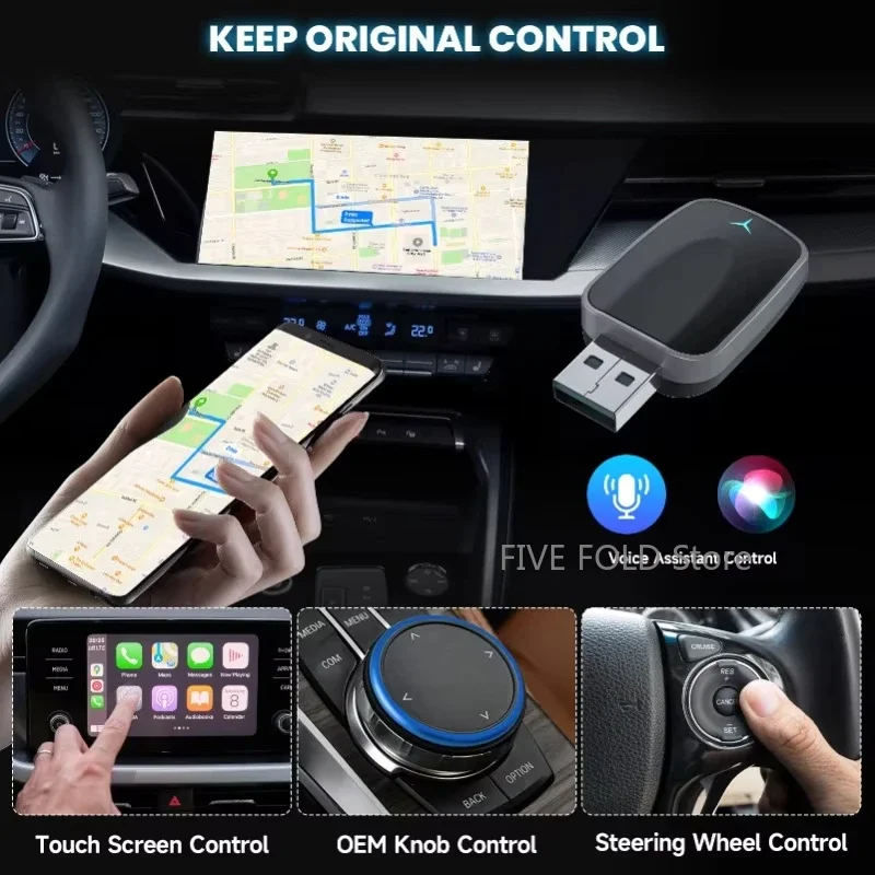 2025 جديد 2 في 1 صندوق Carplay AI اللاسلكي الذي يعمل بنظام Android التوصيل والتشغيل التلقائي ينطبق على تحويل Carplay السلكي الأصلي إلى اللاسلكي