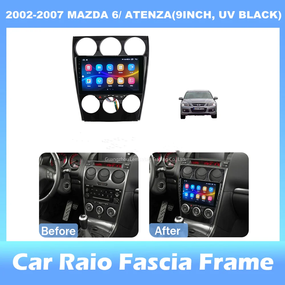 9-inch 2din Car Radio Dashboard For MAZDA 6/ ATENZA 200-2007 Stereo Panel, For Teyes Car Panel With Dual Din CD DVD Frame