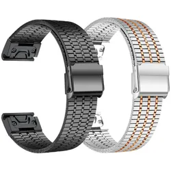 Quick Fit Stainless Steel Strap for Garmin Watch Fenix 6 7 Pro 5 Plus 5s 6s 7s No Gaps 26mm 22mm 3HR 945 Curved End Metal Band