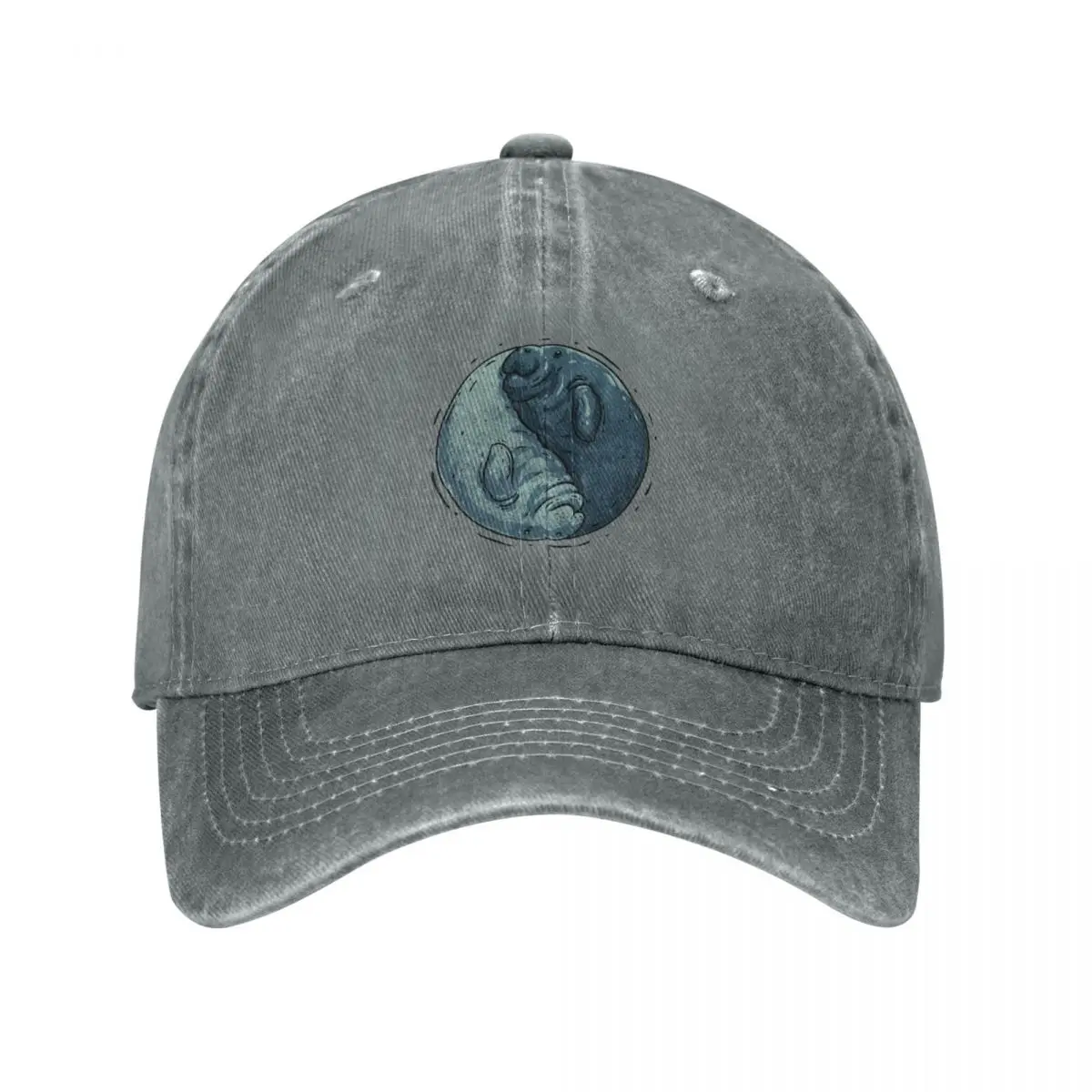 Manatee Yin and Yang Dugong Manatee County Baseball Cap Beach Outing Golf Cap Sunscreen Big Size Hat Man Women's